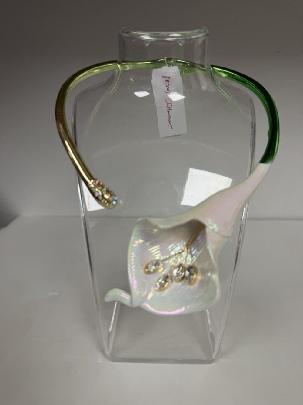 Betsey Johnson White Gold Floral Earring  Necklace 2 Pc Set Calla Lily NWT - Picture 10 of 10
